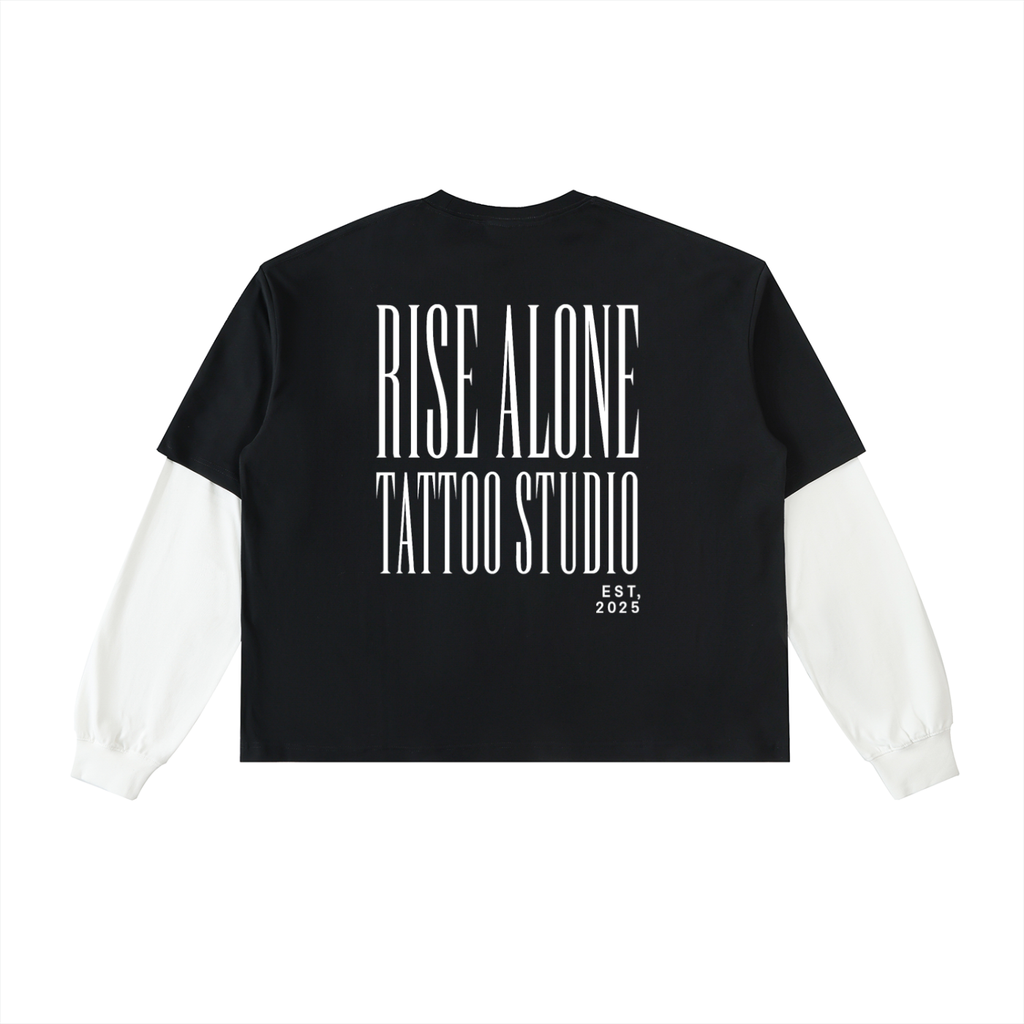 Layered Contrast Sleeve Cotton T-Shirt