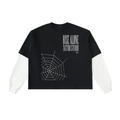 Layered Contrast Sleeve Cotton T-Shirt