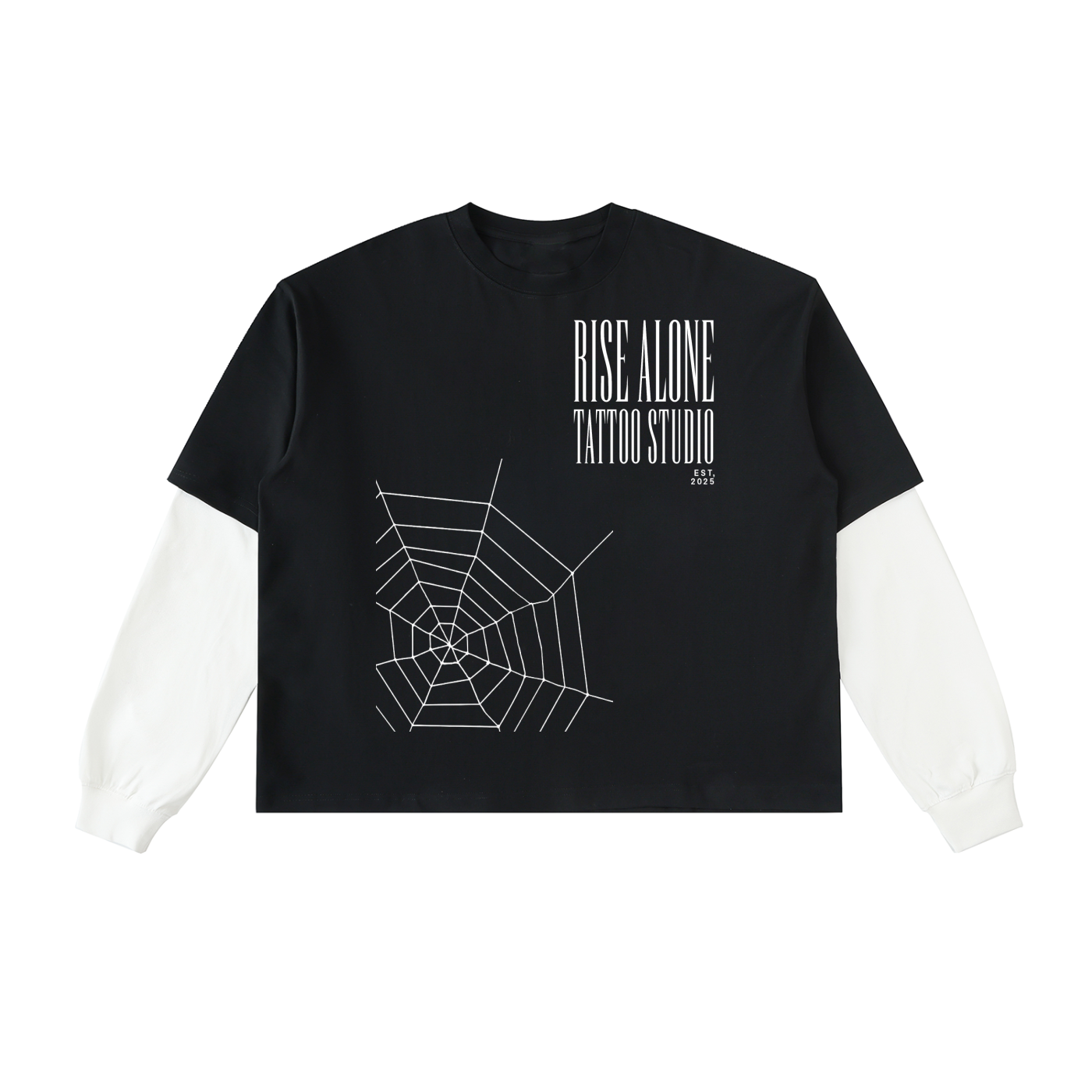 Layered Contrast Sleeve Cotton T-Shirt